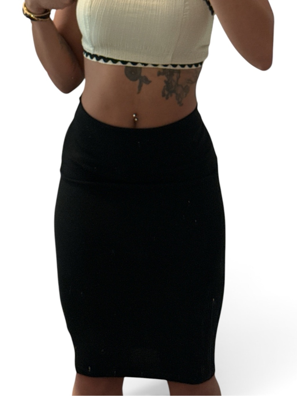 Classic Black High-Waist Pencil Skirt